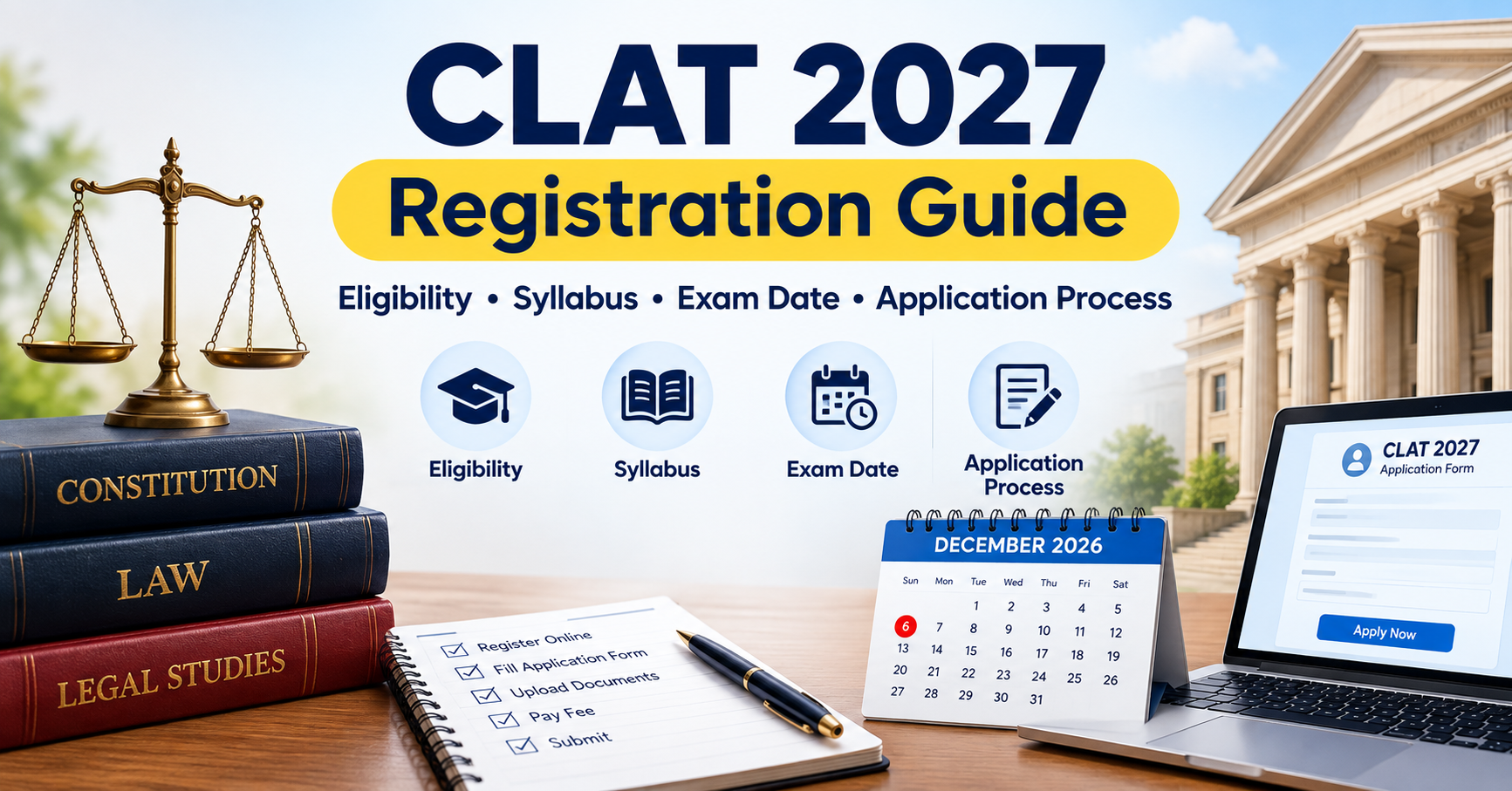 CLAT 2027 Registration Guide: Eligibility, Syllabus, Exam Date & Application Process