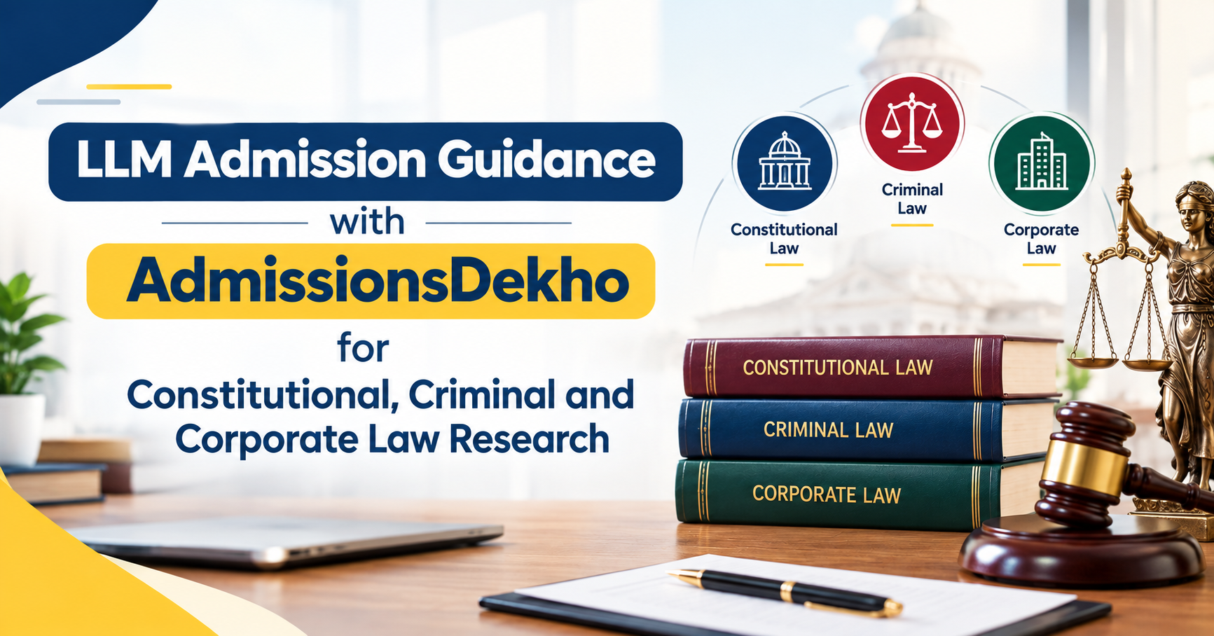 LLM Admission Guidance with AdmissionsDekho for Constitutional, Criminal and Corporate Law Research