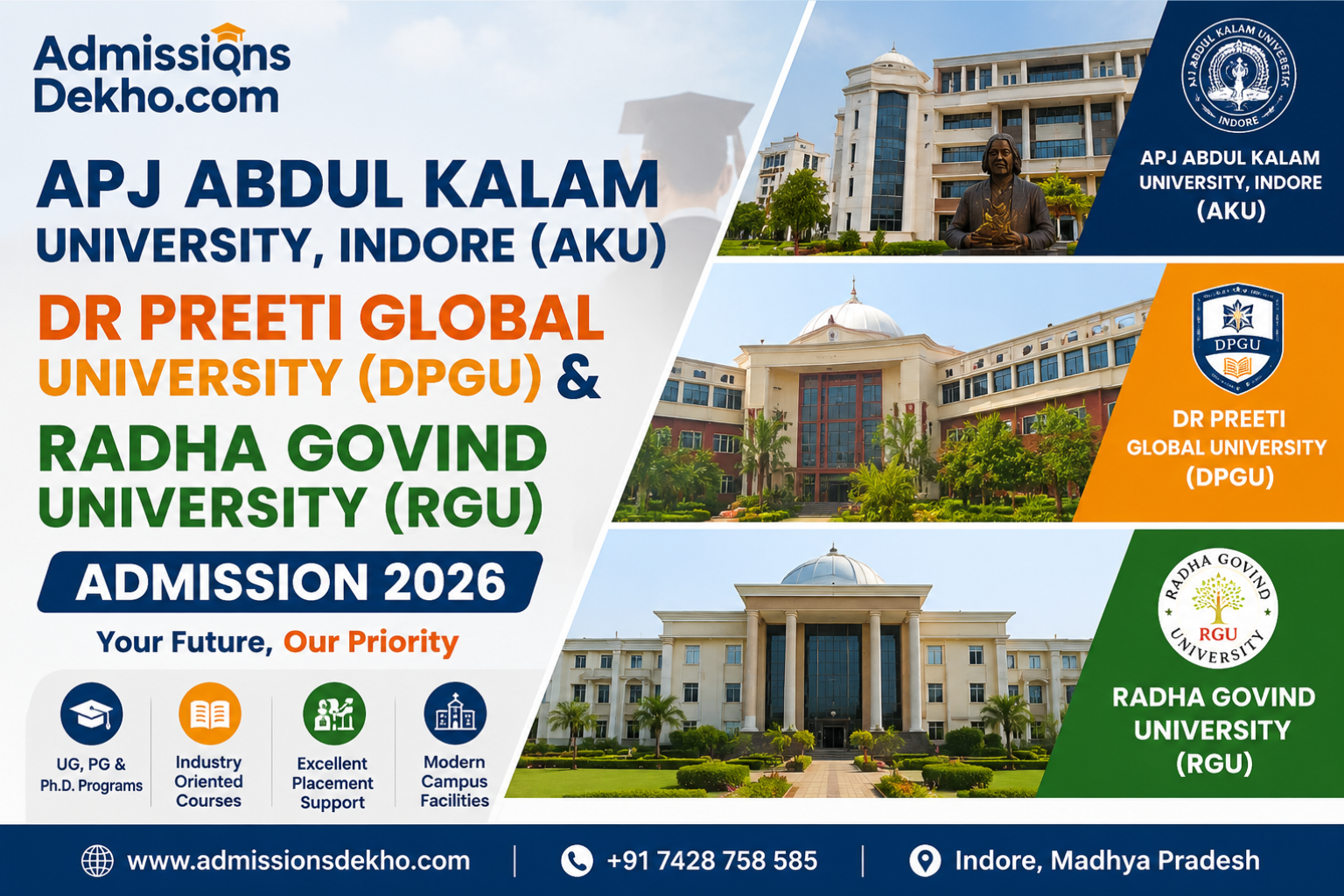 APJ Abdul Kalam University, Indore (AKU), Dr Preeti Global University (DPGU) & Radha Govind University (RGU) Admission 2026