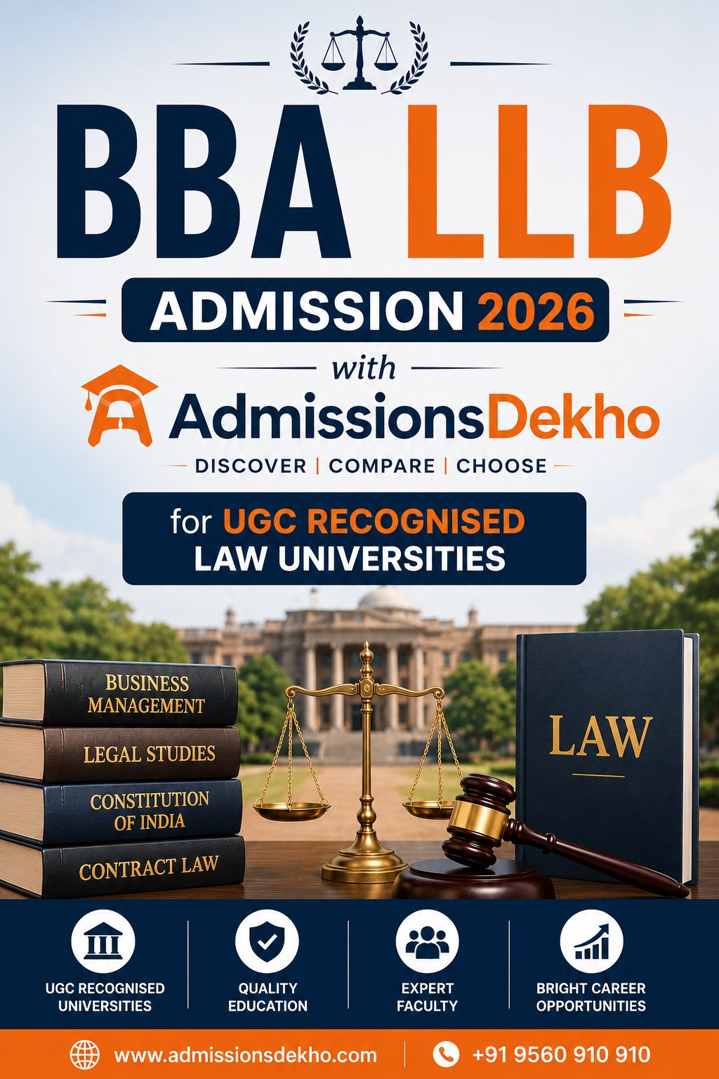 BBA LLB Admission 2026 with AdmissionsDekho for UGC Recognised Law Universities