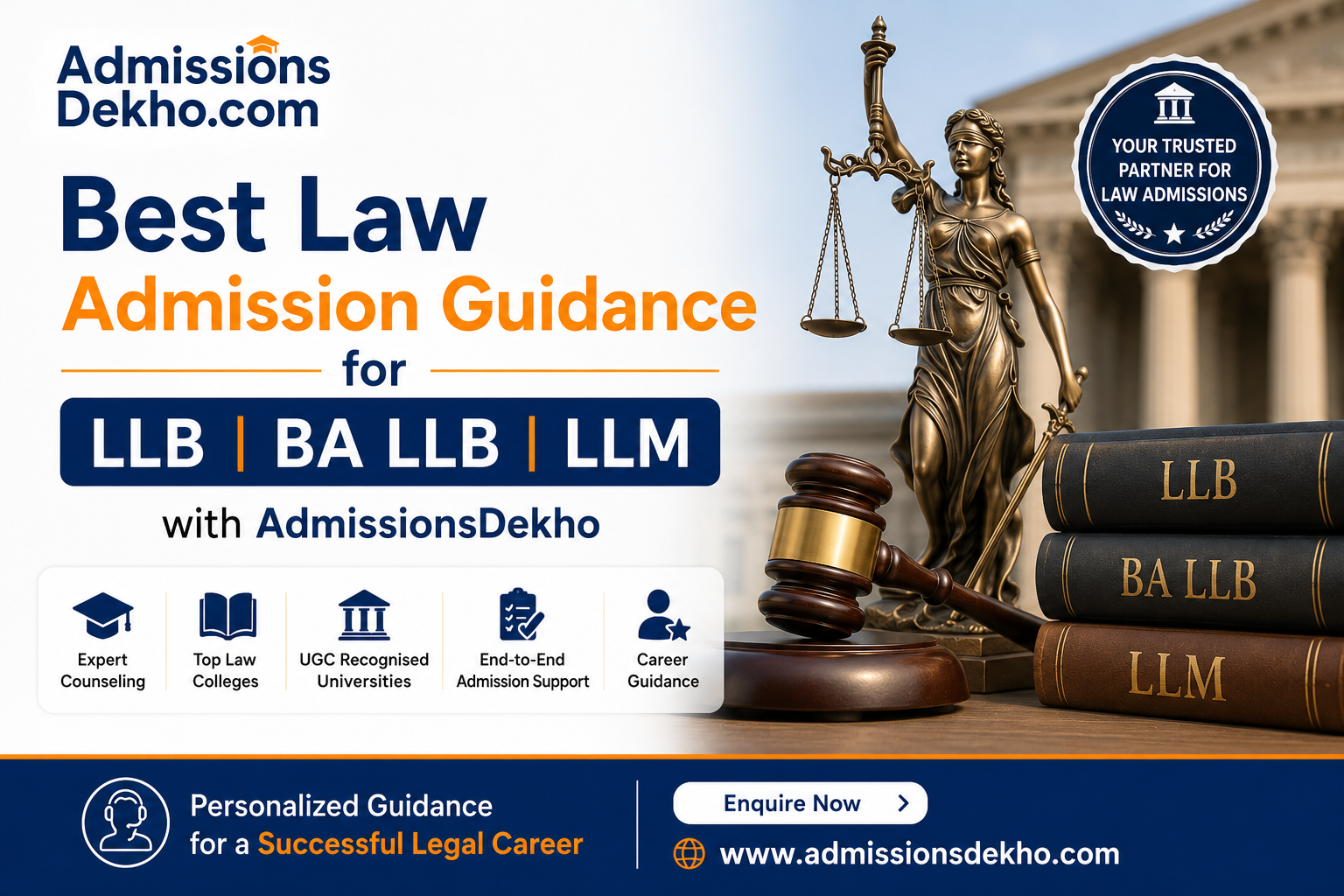 Best Law Admission Guidance for LLB BA LLB and LLM with AdmissionsDekho