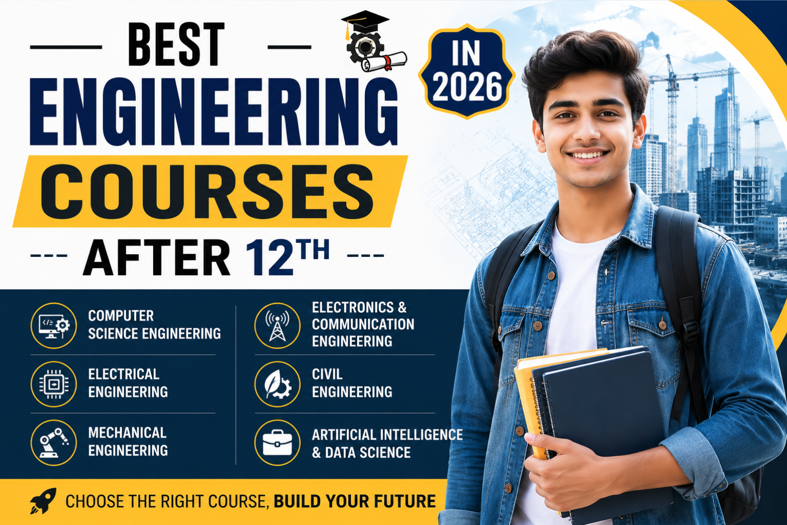 Choosing the best engineering courses after 12th is one of the most important career decisions for science students. With new technologies such as Artificial Intelligence, Data Science, Robotics,