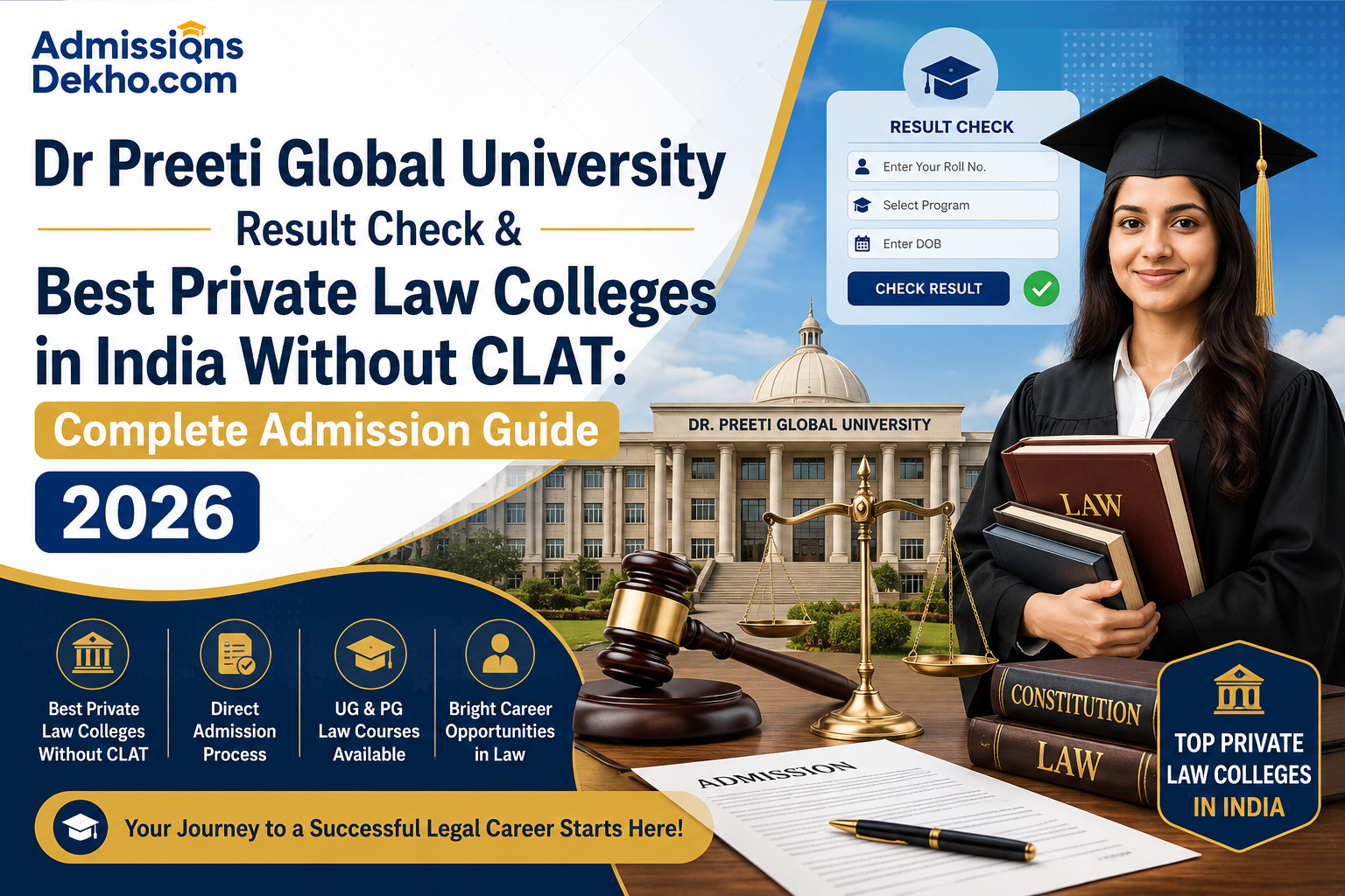 Dr Preeti Global University Result Check & Best Private Law Colleges in India Without CLAT Complete Admission Guide 2026
