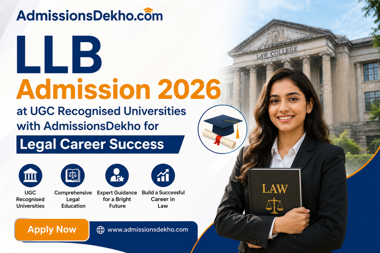 LLB Admission 2026 at UGC Recognised Universities with AdmissionsDekho for Legal Career Success