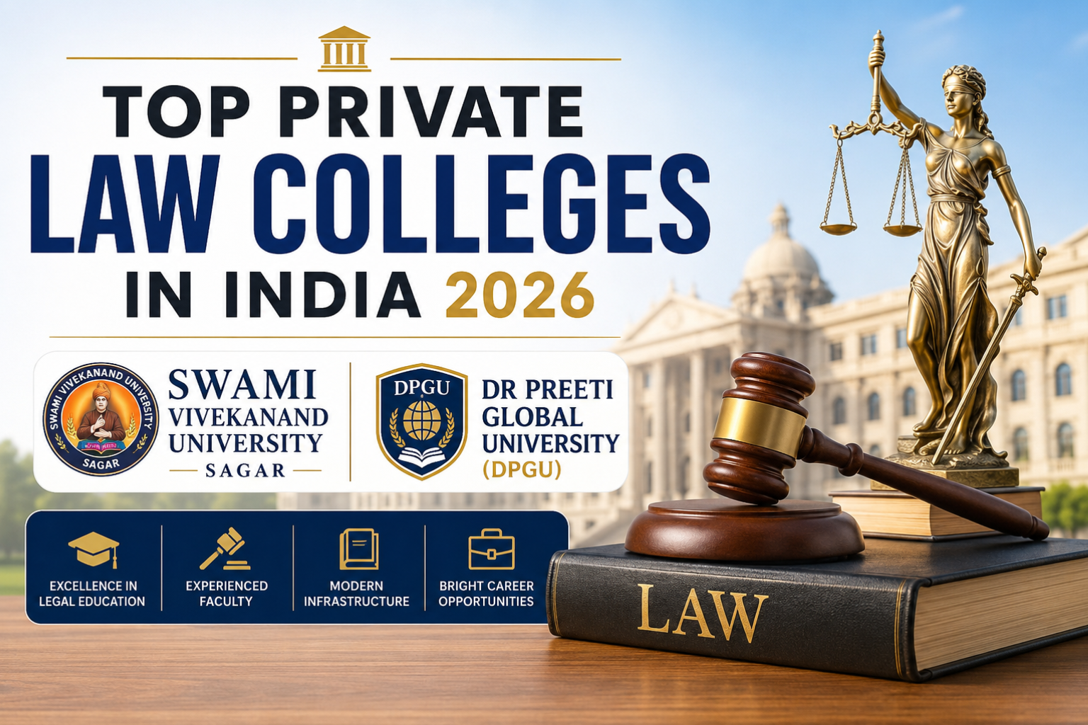 Top Private Law Colleges in India 2026 Swami Vivekanand University Sagar & Dr Preeti Global University (DPGU)